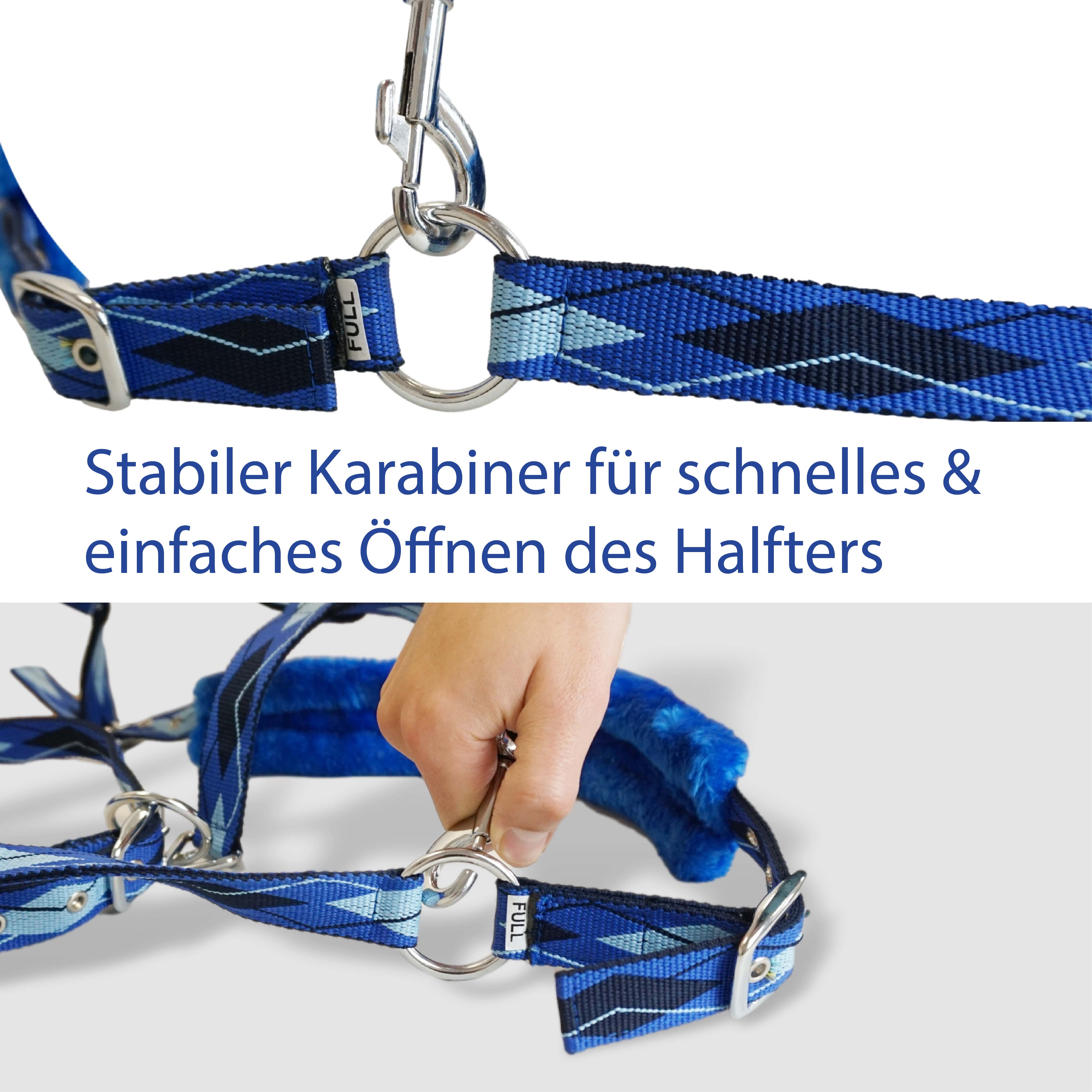 Halfter mit Fell, weich gepolstert in blau